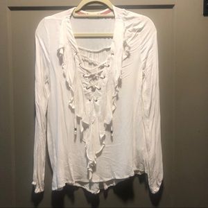 Altar’d State Off-White Ruffle Shirt